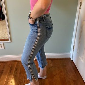 high waist zipper jean